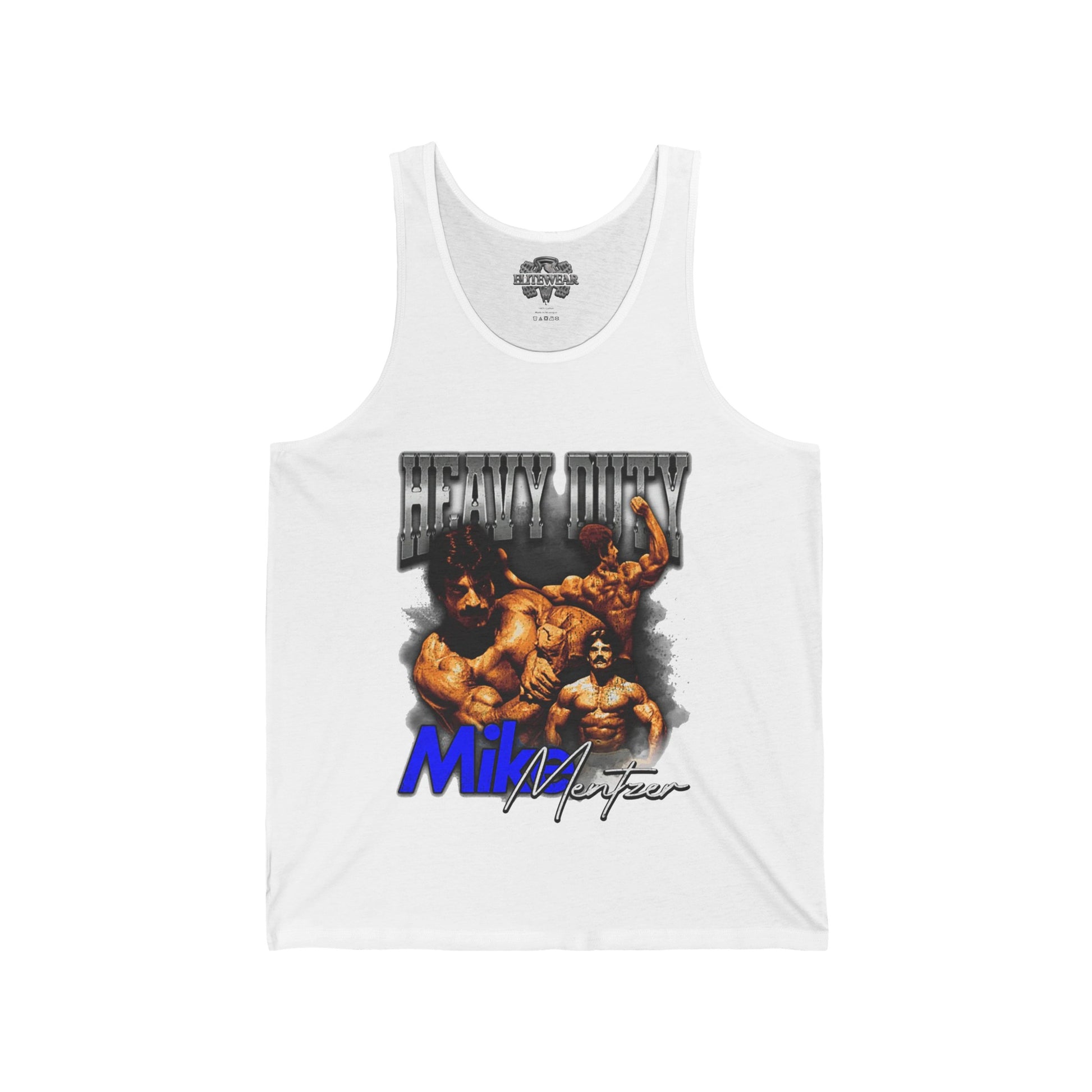 Mike Mentzer Heavy Duty Vintage Blue Tank Top front view - Bodybuilding Tank Top