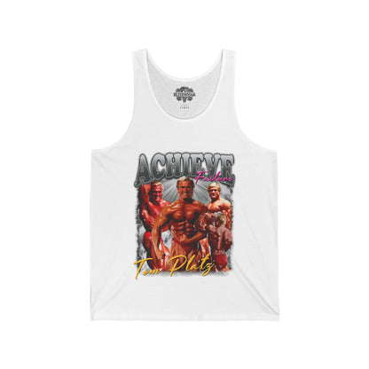 Tom Platz Achieve Failure Light Silver Tank Top front view - Bodybuilding Tank Top